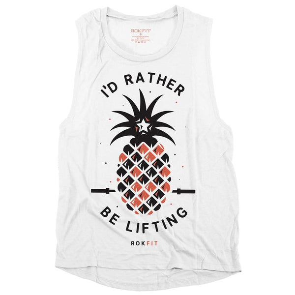 RokFit I'd Rather Be Lifting Muscle Tank - White
