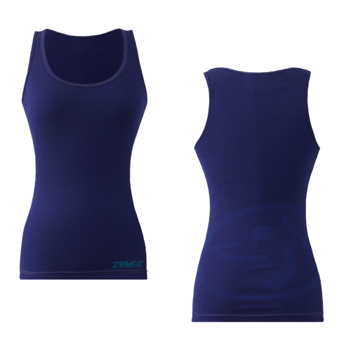 Zumba Fitness Faded Ribbed Tank Top - Navy (CLOSEOUT)