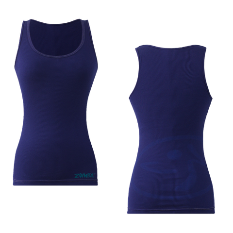 Zumba Fitness Faded Ribbed Tank Top - Navy (CLOSEOUT)
