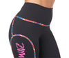 Zumba Fitness High Waisted Piped Ankle Leggings - Bold Black