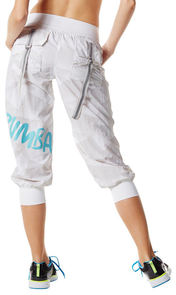 Zumba Fitness Print Perfect Cargo Capri Pants - White
