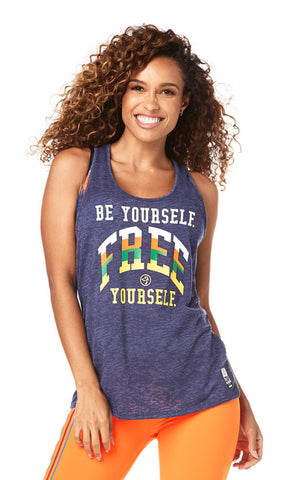 Zumba Fitness Be Yourself Twisted Back Tank - Night Sky