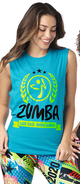 Zumba Fitness Less Talk More Dance Muscle Tank - Blue