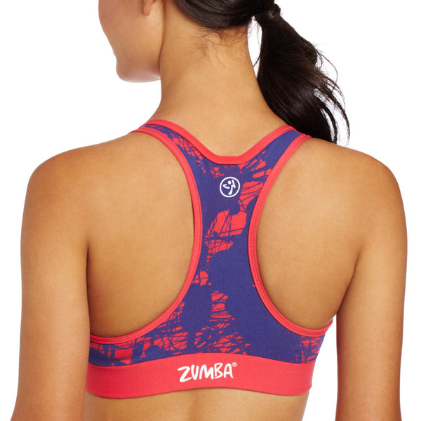Zumba Fitness Pretty in Print V-Bra Top - Candy Coral (CLOSEOUT)