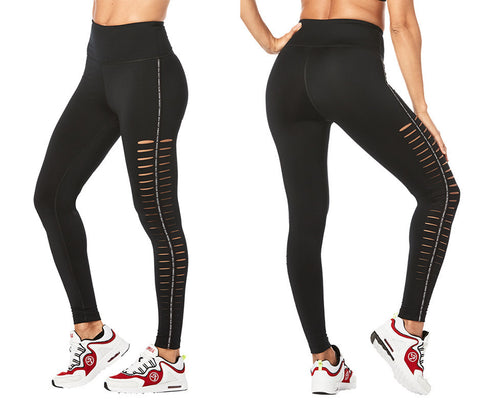 Zumba Fitness Zumba Lovers High Waisted Slashed Ankle Leggings - Bold Black